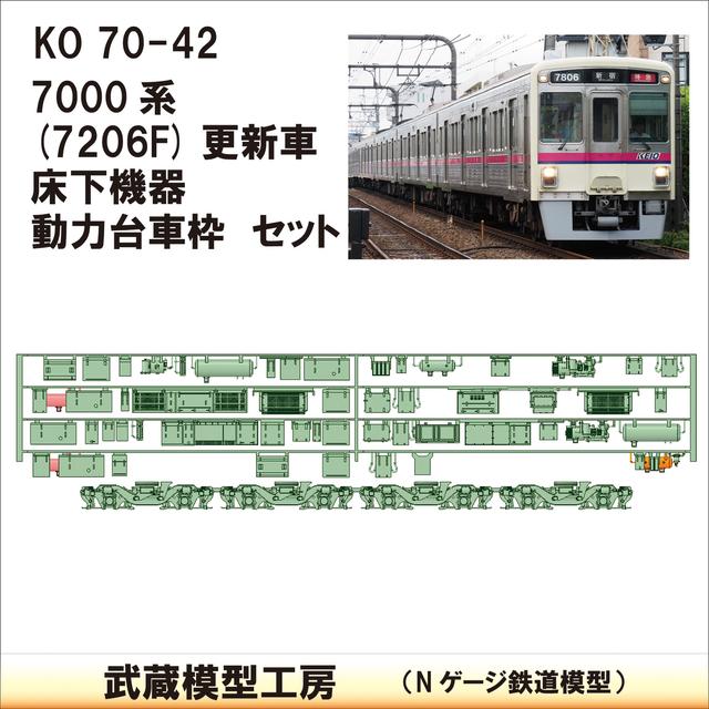 KO70-42：7000系7206F床下機器+台車枠【武蔵模型工房　Nゲージ 鉄道模型】