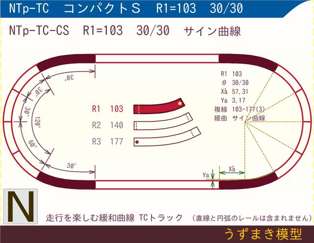 N緩和曲線線路 <コンパクトS> NTp-TC-CS R1=103 30/30 O-S
