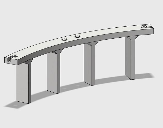 Nゲージ 単線高架橋 曲線（半径280mm/45度）