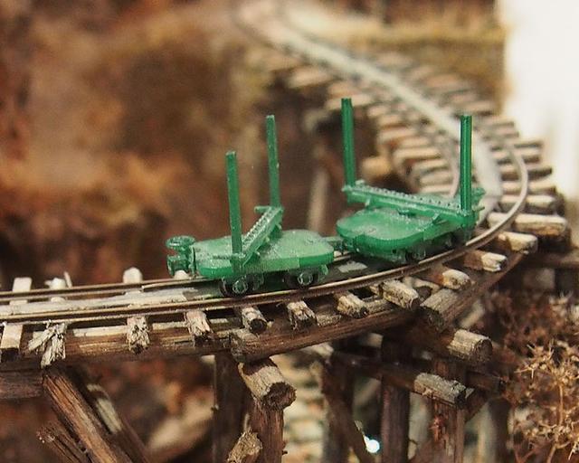 鉄道模型 1/87 森林鉄道のモノコックタイプ運材台車_A