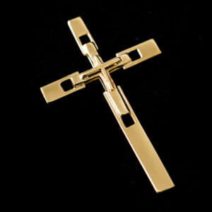 3Dプリンターで出力したゴールドの十字架